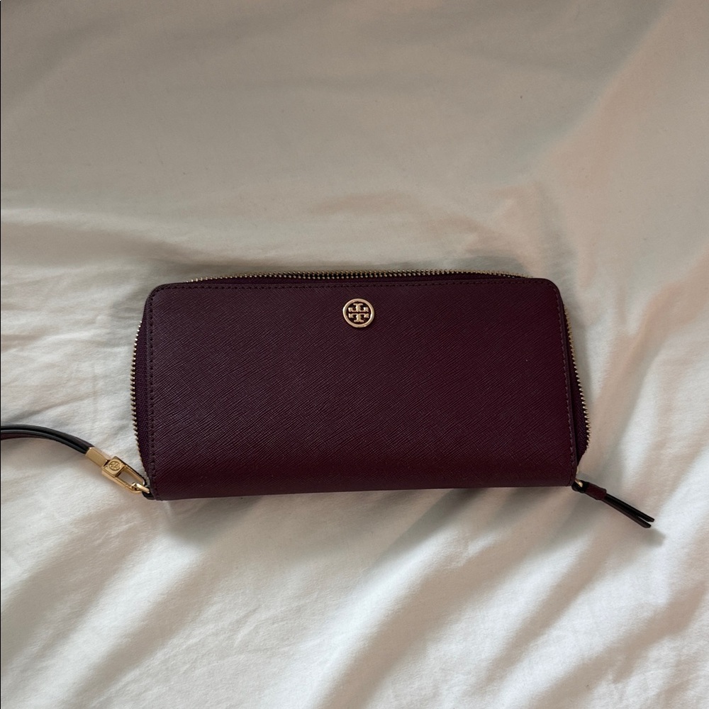 Tory Burch Deep Red Zip Wallet